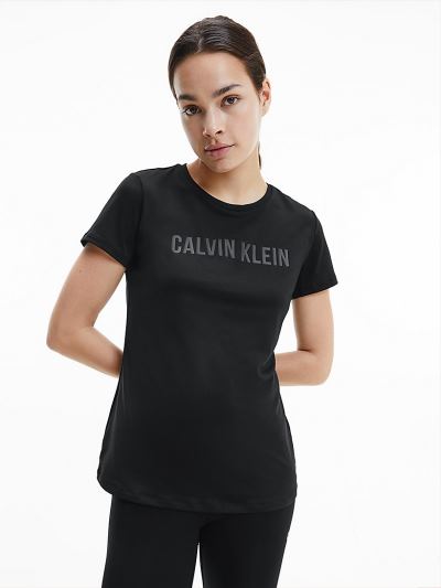Calvin Klein Ruhák HU024066 | Calvin Klein Slim Logo Gym Női Póló Fekete